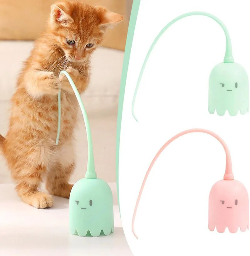 USB Electric Intelligent Rolling Ball Toy Cats Pet Silicone Automatic Rotate Mouse Tail Kitten Teaser Stick Interactive Cat Toys