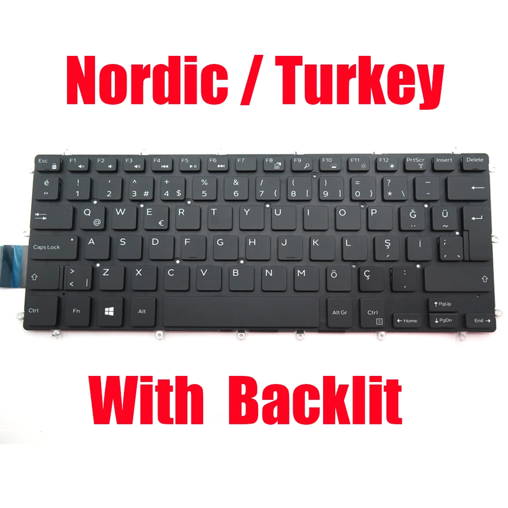 

Nordic Turkey Keyboard For DELL For Inspiron 3481 3482 3490 3493 5370 7370 7380 7460 7466 7467 7472 7560 7570 7572 7580 TR NE