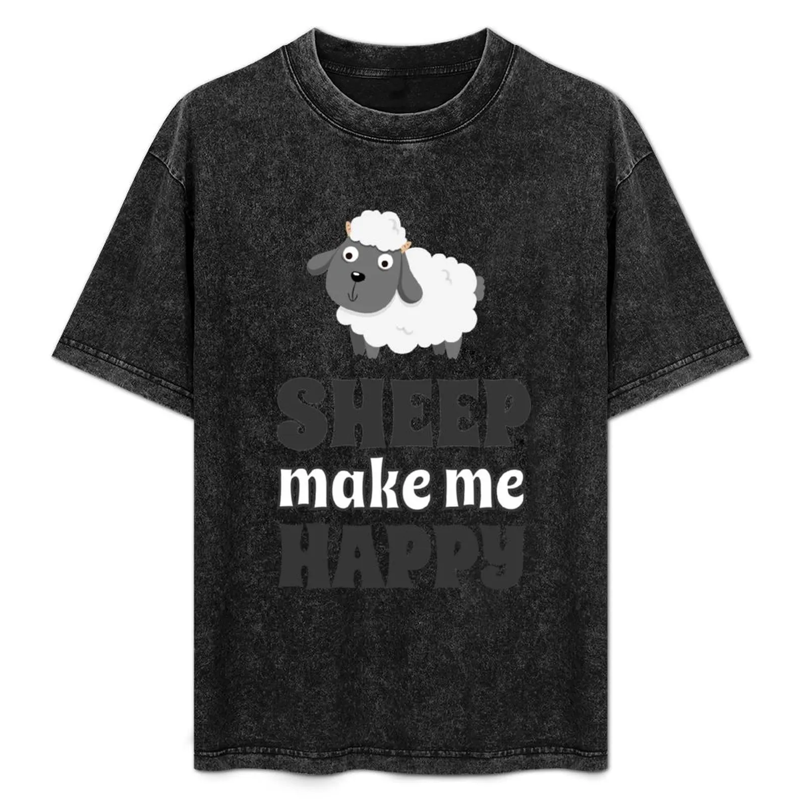 Sheep Make Me Happy T-Shirt Classic Basic Casual T-Shirt