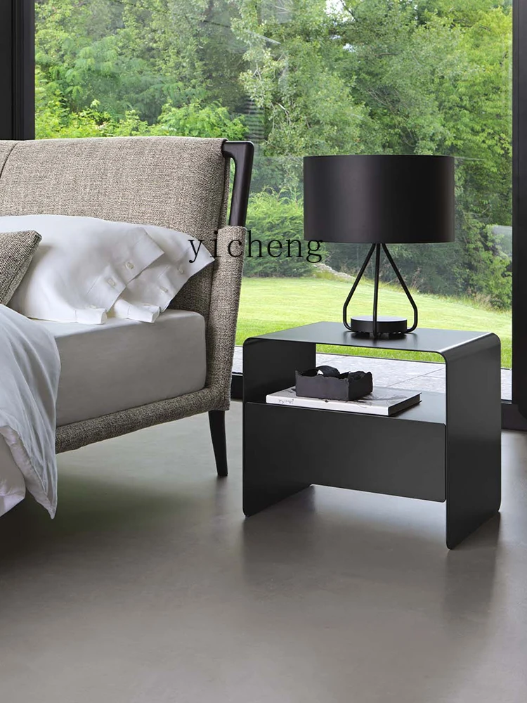 

ZYA Wabi-Sabi Style Vintage Bedside Table Light Luxury Minimalist Simple Black High-End Bedroom Side Cabinet