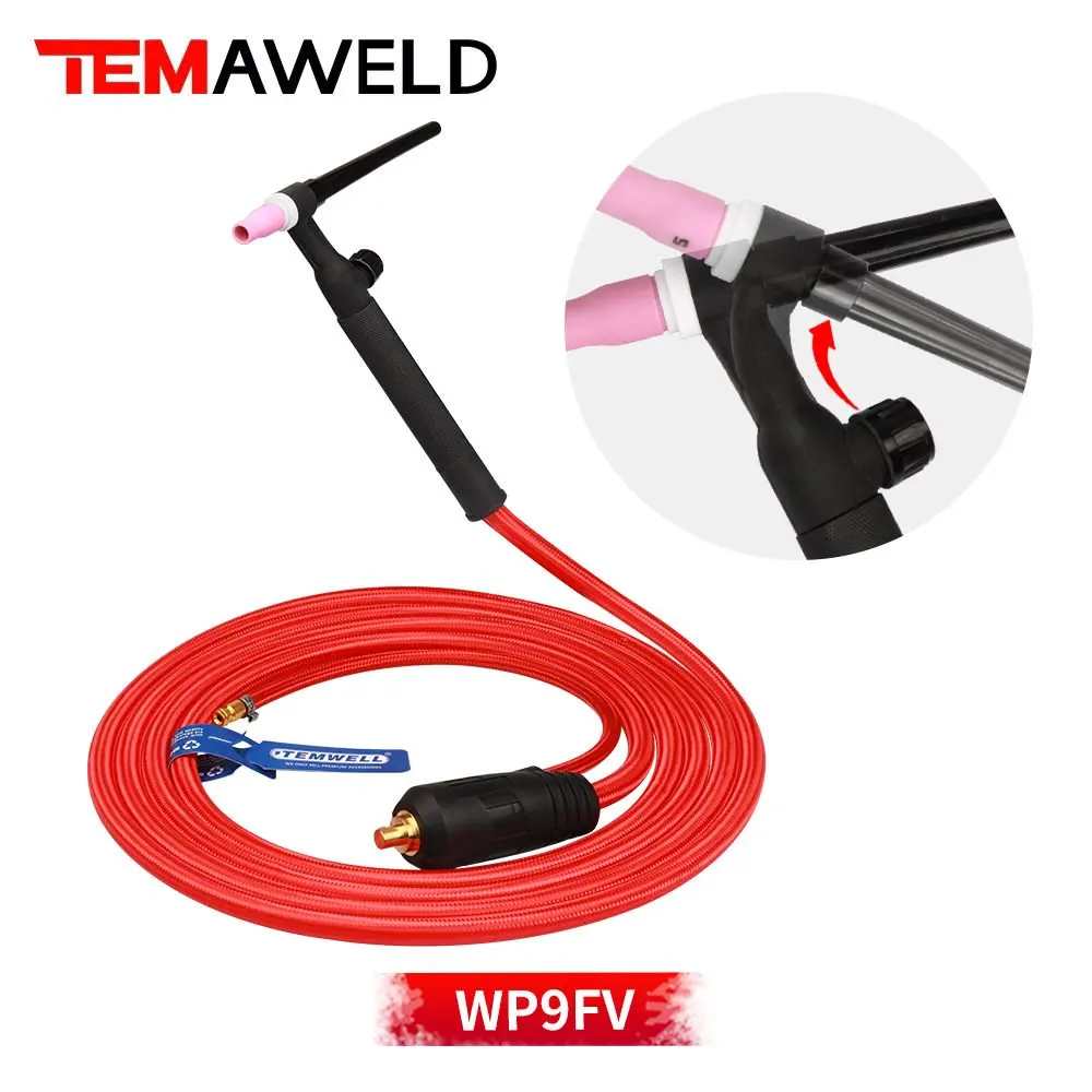 

Professional WP9 WP9FV TIG Welder Gun Welding Torch 150A 3m Soft Red Hose Flexible Gas Valve Quick Connector DKJ10-25 35-50