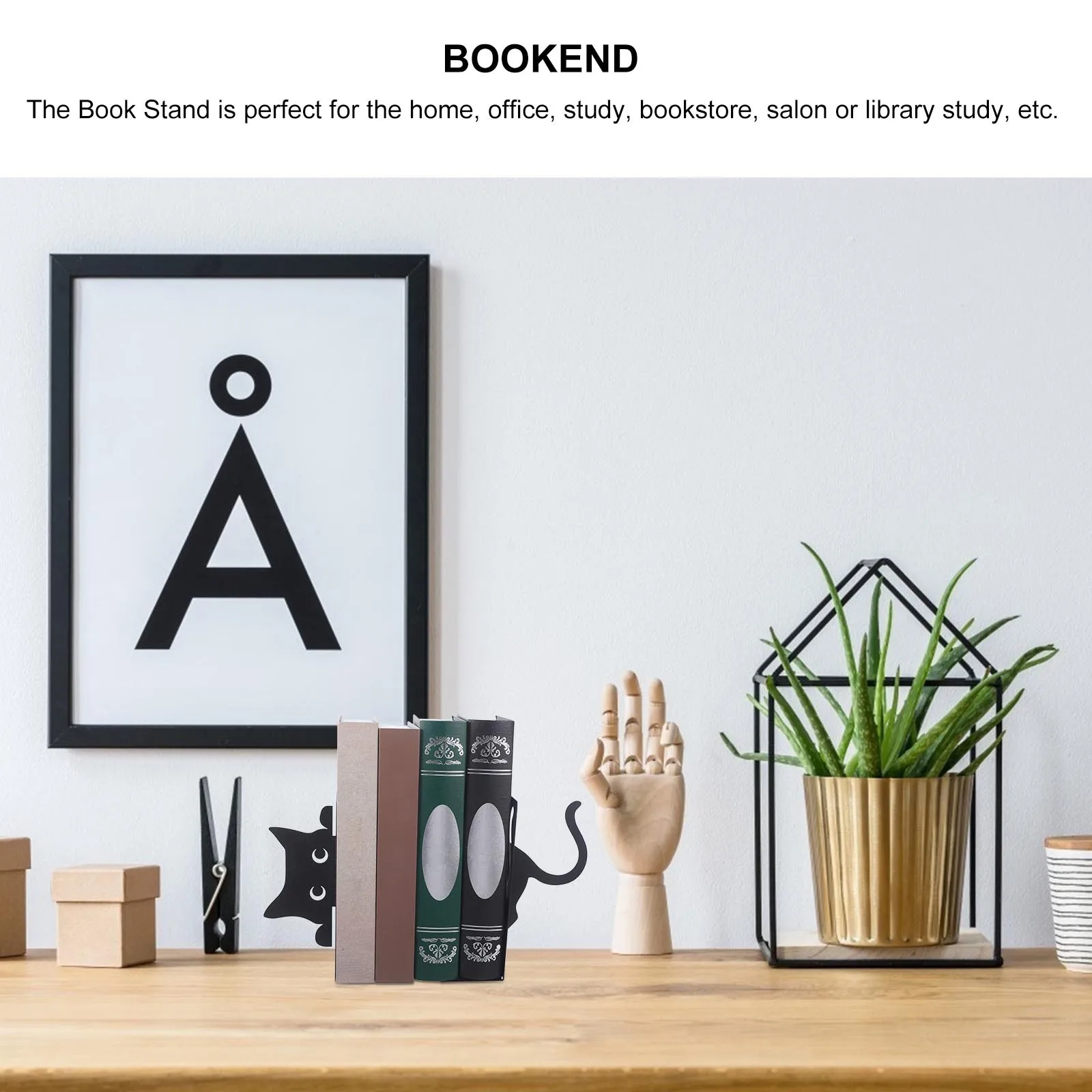 

1 Pair Cute Cat Bookend Iron Metal Bookends For Shelves Heavy Duty Decorative Organizers Home Office Study Library Shelf Use