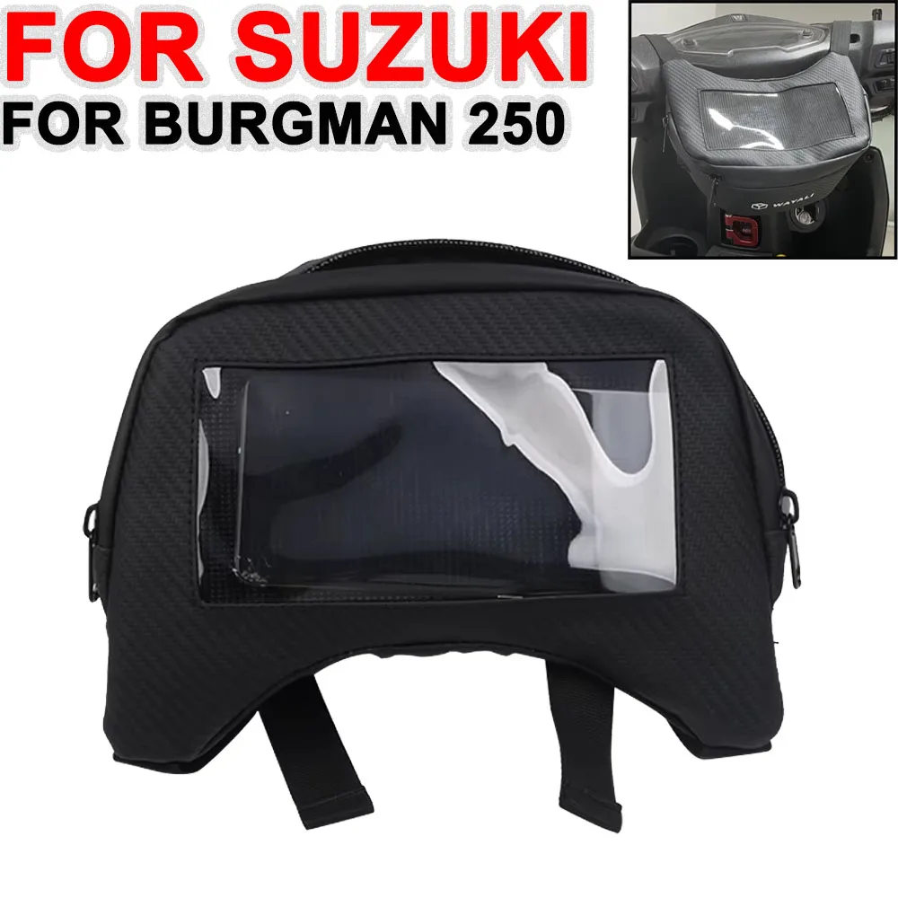 

Мотоциклетные кожаные передние сумки для хранения багажа для Suzuki Burgman 250 400 650, навигация, сенсорный экран, многофункциональная поясная сумка