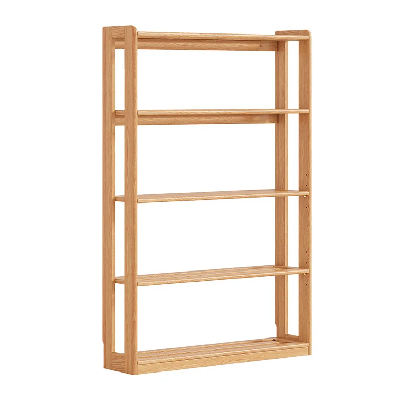 Solid wood bookshelf Floor-to-ceiling living room wall shelf Modern simple home bedroom Multifunctional storage rack Locker