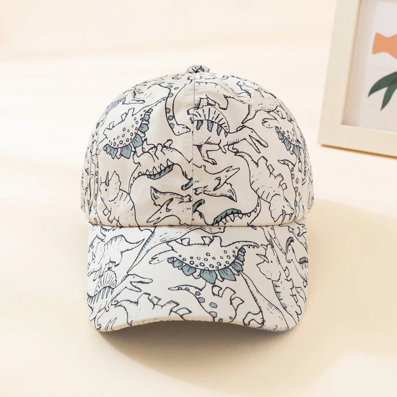 Spring and summer baby baseball cap dinosaur print baseball cap girl boy adjustable children\'s sun hat 6 months-2 years old