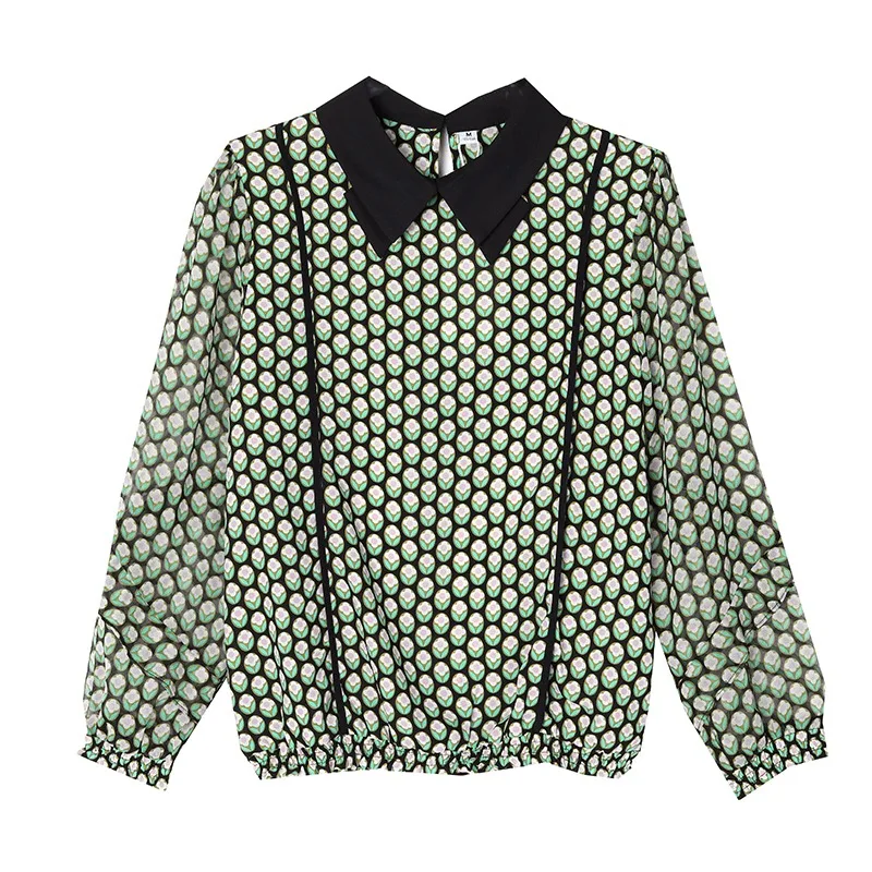 Chemisiers décontractés pour femmes, hauts Vintage imprimés, mode ample, vêtements français d'été, manches longues, chemises coréennes en mousseline de soie pour femmes