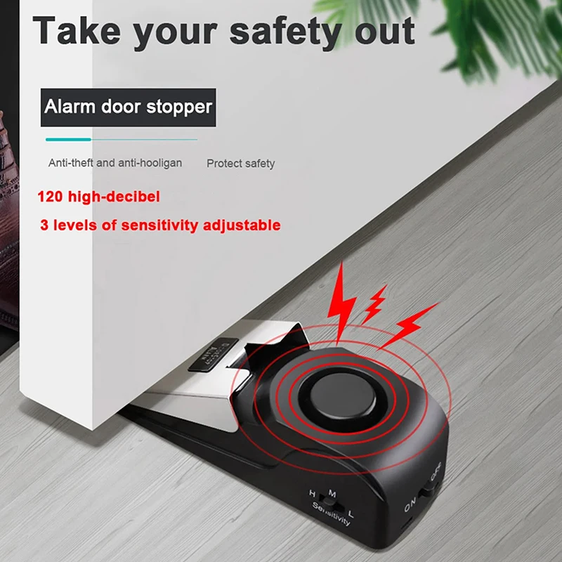 Беспроводной дверной стопор 120 дБ, система блокировки сигнализации, противоугонная система охранной остановки, домашняя клиновидная форма