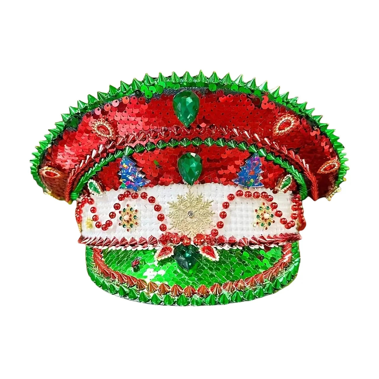 HongLuan Chapéu de capitão com laço de couro amarelo laser strass e bonés militares para mulheres, acessórios para festivais rave e boné de festa masculino