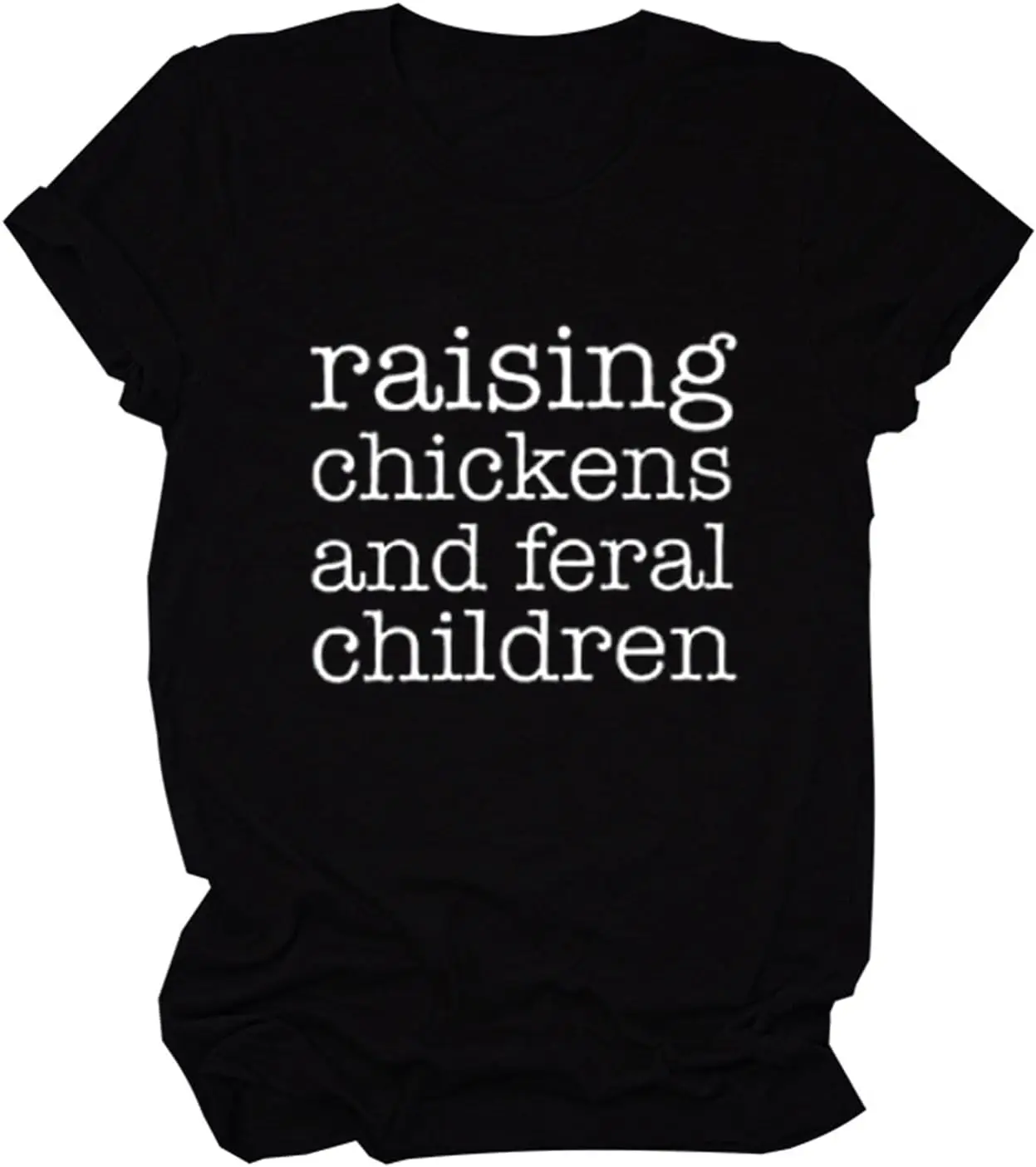 Womens Funny Farmer Mama Shirts Graphic Tee Raising Chickens and Feral Children T-Shirt Short Sleeve Summer Tops