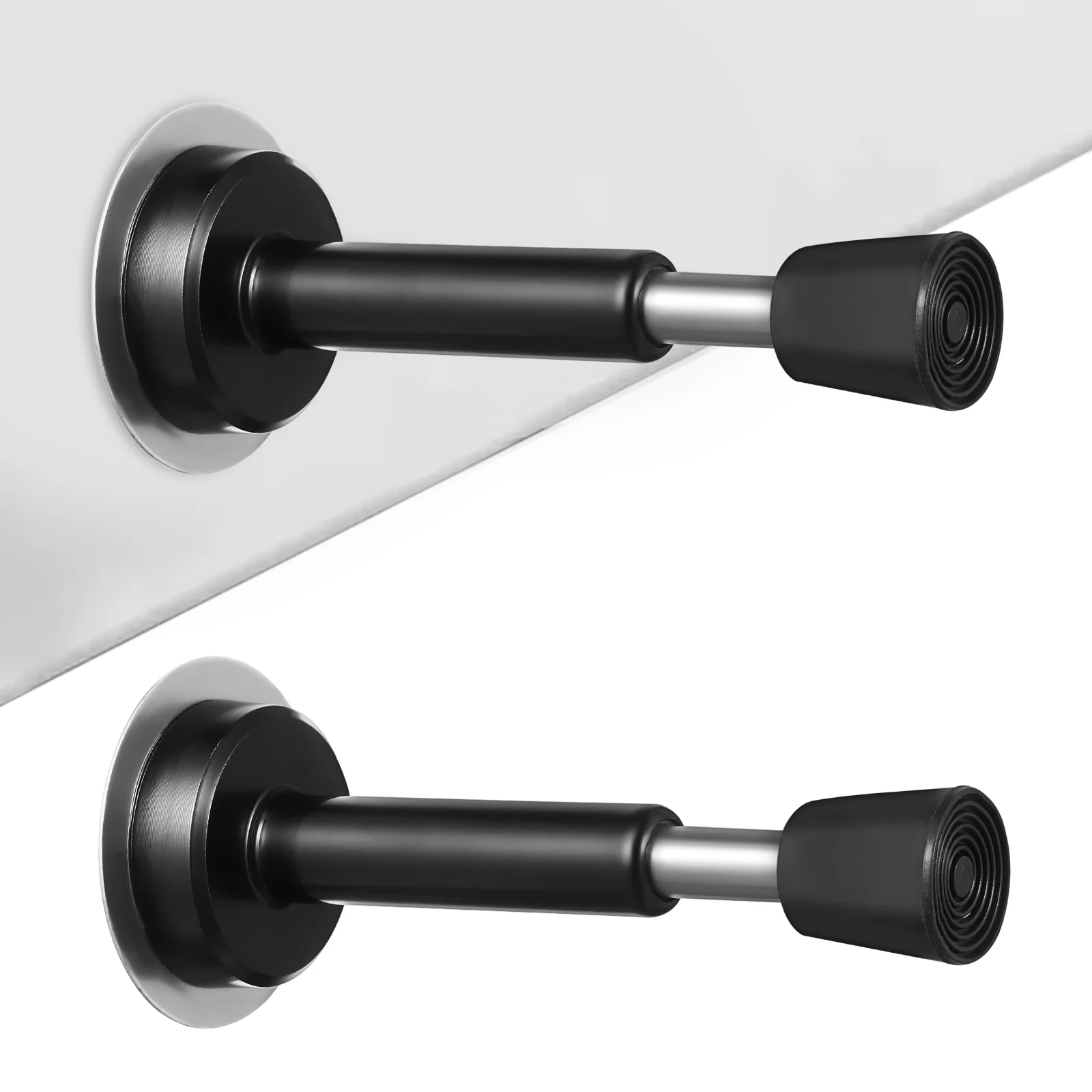 

2 pcs Black Adhesive Stoppers Wall Mount Sleek Finish Door Knob Protector Anti Slam Bumpers Steel Durability Door Hinge Stopper