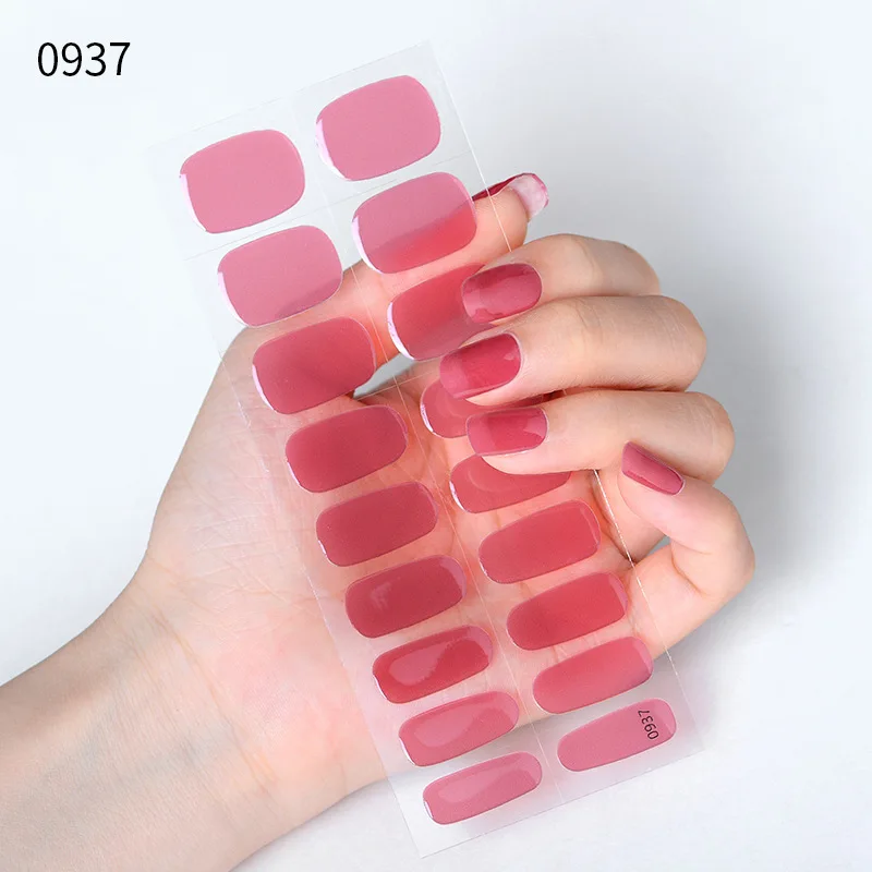 Autocollants pour Ongles en Gel Semi-durci, Patch de Manucure Longue Durée, Paillettes, Design Français, Gel UV Complet, Enveloppes