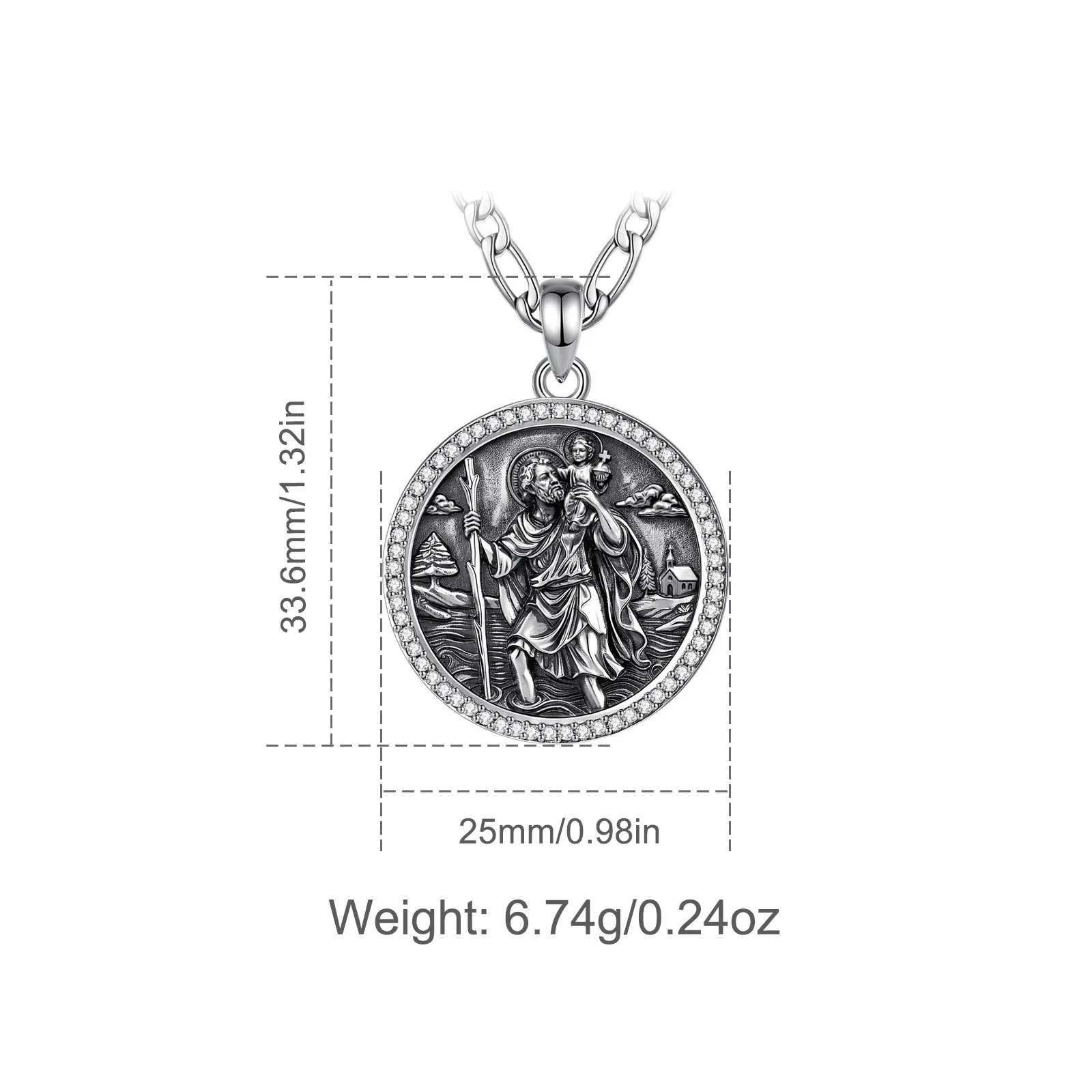 Eudora Copper Saint Christopher Necklace Catholic Archangel Medal Pendant Religious Protection Jewelry Fine Gift for unisex ﻿