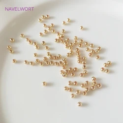 perles pour bijoux Fournitures de fabrication de bijoux en or véritable 2mm-6mm 14k/18k, perles d'espacement rondes, accessoires DIY pour fabrication de bijoux perlés