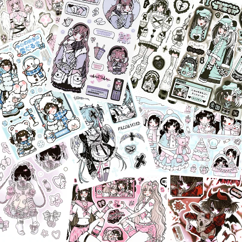 

Cute Anime Style Sticker Kawaii Pastel Y2K Grunge Gothic Stickers for Laptop Scrapbooking Journaling Diary Decoration