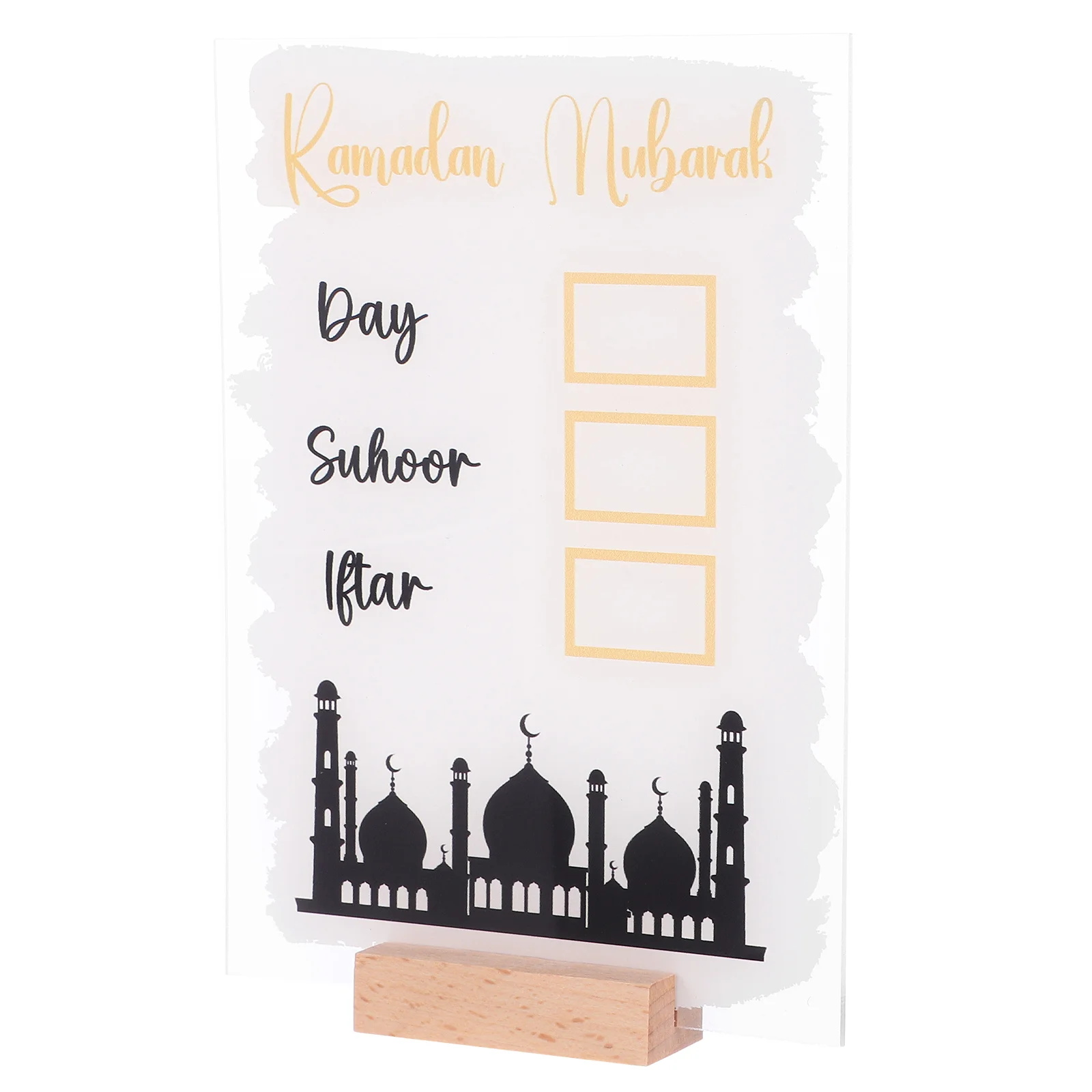 Handwritten Countdown Sign Acrylic Perpetual Desktop Decor Eid Mubarak Decoration Month Date Display 1Set Eid Mubarak Decoration