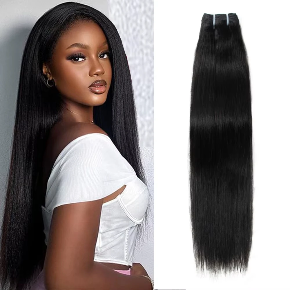 

Yaki Human Hair Bundles Light Yaki Straight Hair Bundles Virgin Human Hair Hair Natural Black Color Hair Bundles 1 Bundles 50g