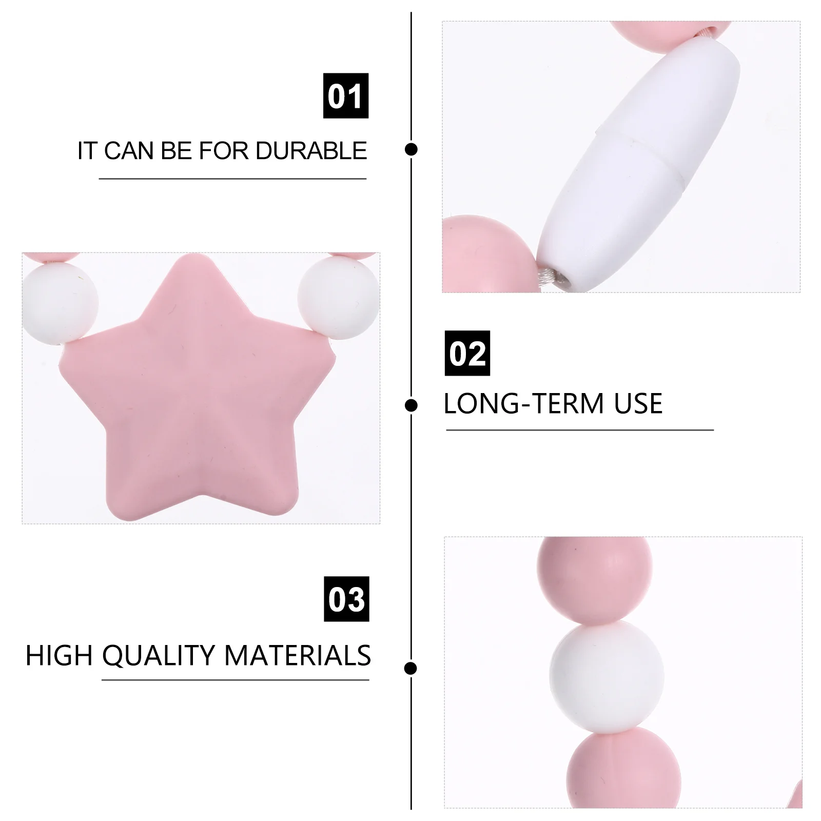 Collana per dentizione con stella in silicone, regolabile, resistente alla masticazione, sollievo molare sensoriale per neonati, neonati, bambini piccoli, regalo per la cura dei neonati