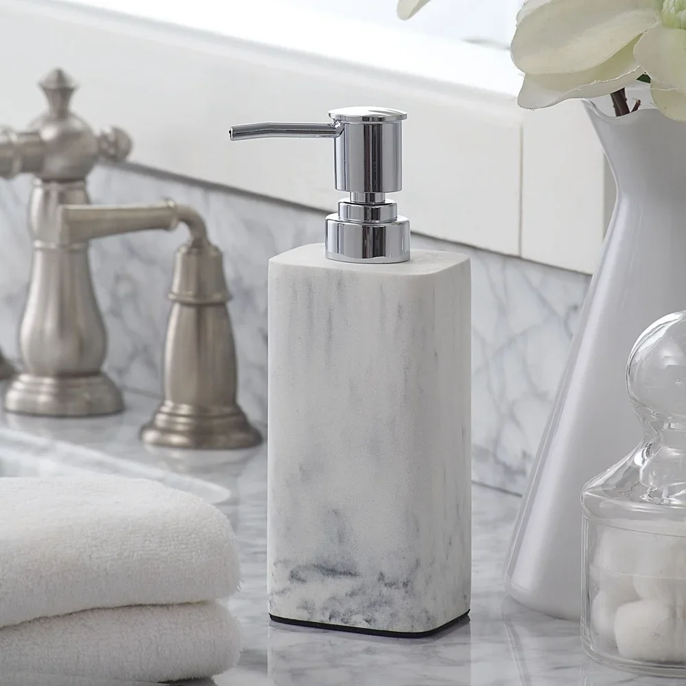 

Диспенсер для мыла из искусственного мрамора, элегантный дозатор для лосьона, аксессуары для ванной комнаты, прочный дизайн, нескользящее дно, емкость для жидкого мыла