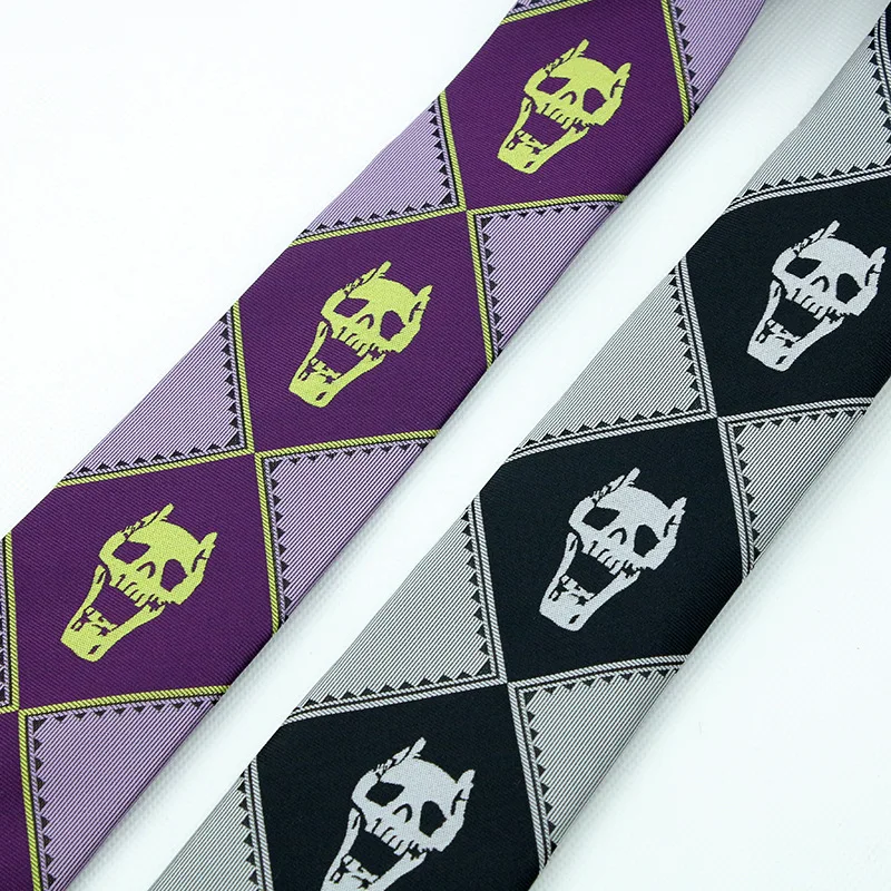 Anime JoJos Tie Kira Yoshikage Cosplay Necktie Unisex Skull Neck Heavens Door Cosplay Costume Prop