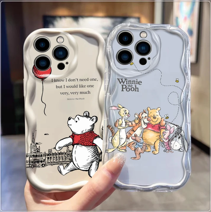 Pooh Bear Cartoon Cute For Apple iPhone 15 14 13 12 11 XS XR X Pro Max Plus Wave Oil Funda Phone Case