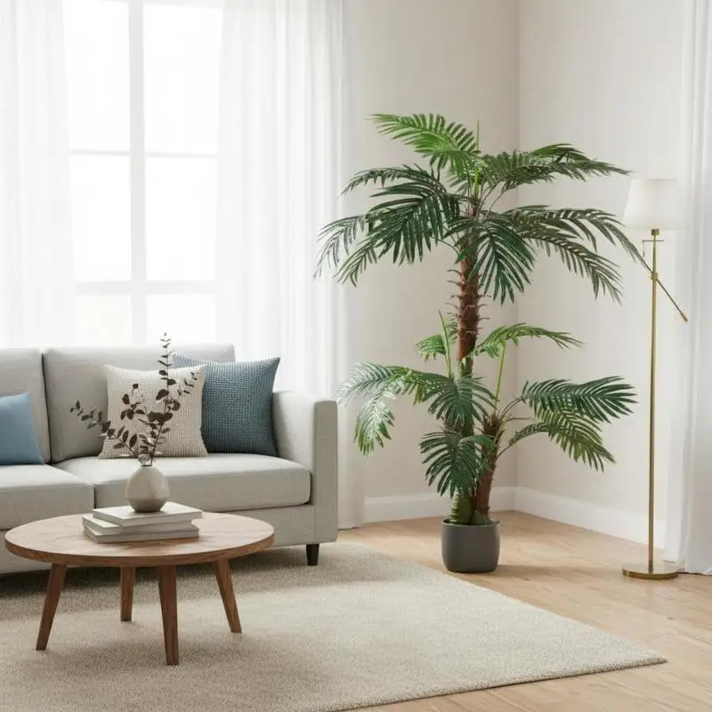 Plante artificielle Cycas de 150 cm, faux palmier Cycad, plante verte décorative pour la maison, le bureau, la terrasse, l'intérieur, l'extérieur, la décoration paysagère