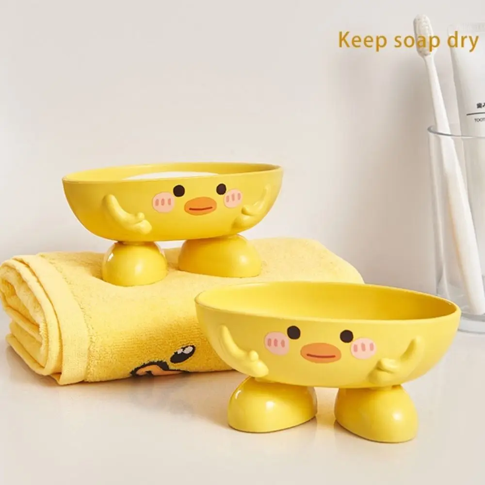 Drainable Storage Rack Portable Yellow Cartoon Soap Box Holder Little Yellow Duck Durable Soap Container