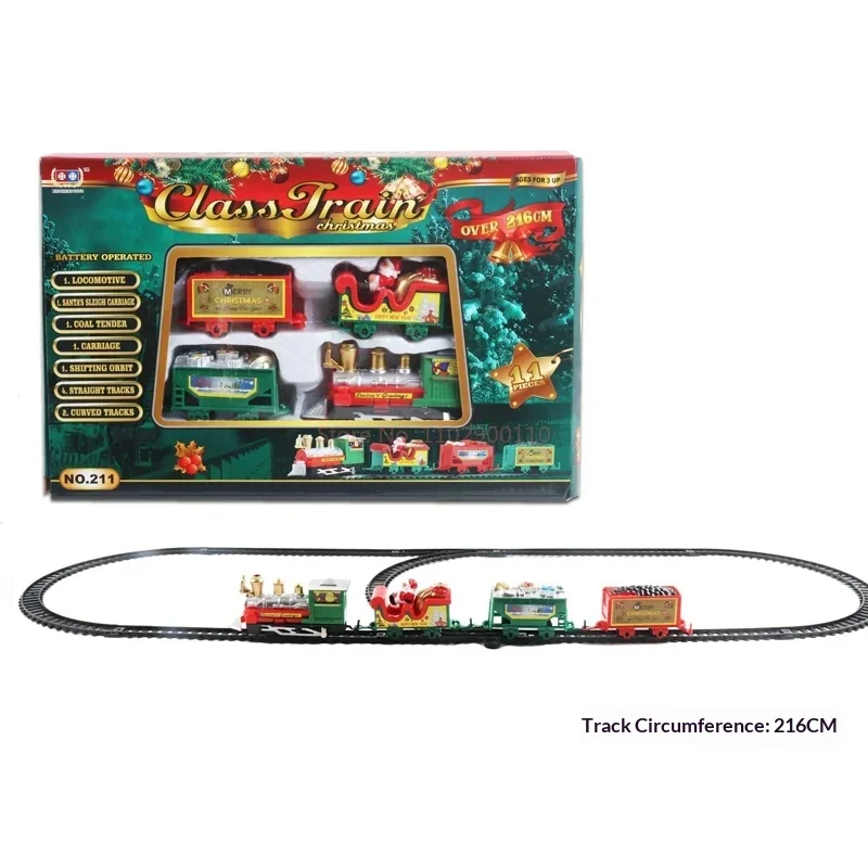 Trem de natal árvore de natal decoração para casa 2025 ornamentos pista pequeno trem música papai noel trem conjunto crianças presente natal