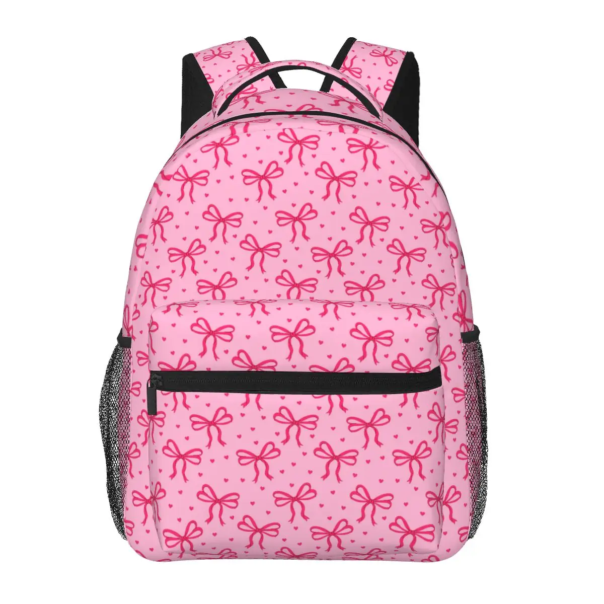 

Pink Hearts And Bows Pattern Student Backpack School Bag Hiking Travel Daypack for Men Women Fashion Bookbag Shoulder Bags