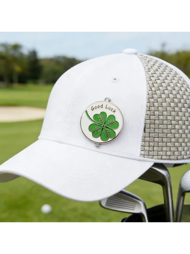 Klips do czapki golfowej z okrągłą metalową znaczką do oznaczania piłki, narzędzie do oznaczania pozycji na zielonej trawie, akcesorium do treningu i ćwiczeń na polu golfowym. — zdjęcie 2