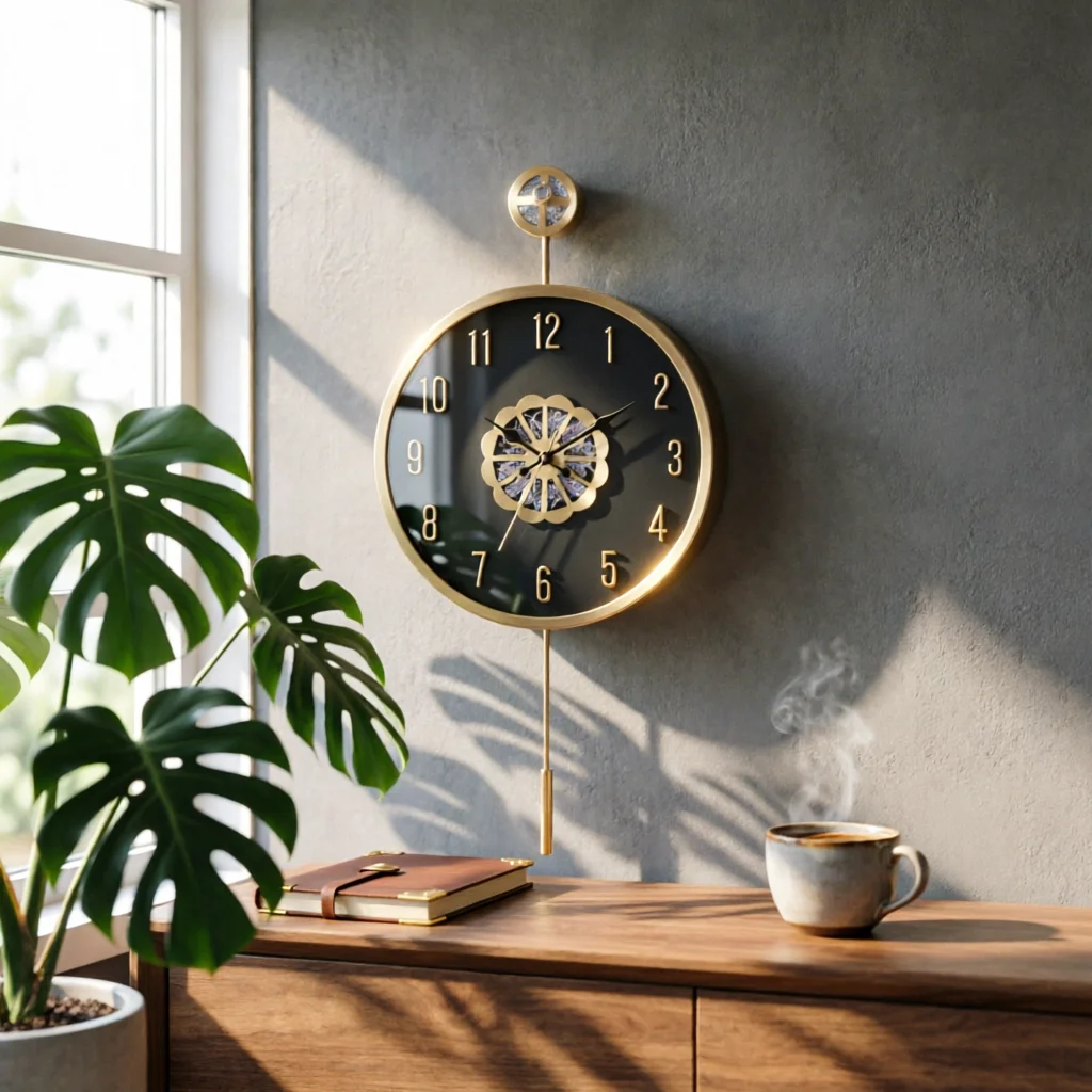 Battery Operated Open Frame Wall Clock with Chiffres Arabes Silent Sweep Movement for Dining Room Decor
