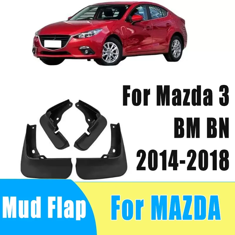 

4pcs Automobiles Tire Mudguard Waterproof Prevent Mud Splashing Car Mud Flap Fender Trim Accessories For Mazda 3 BM BN 2014-2018