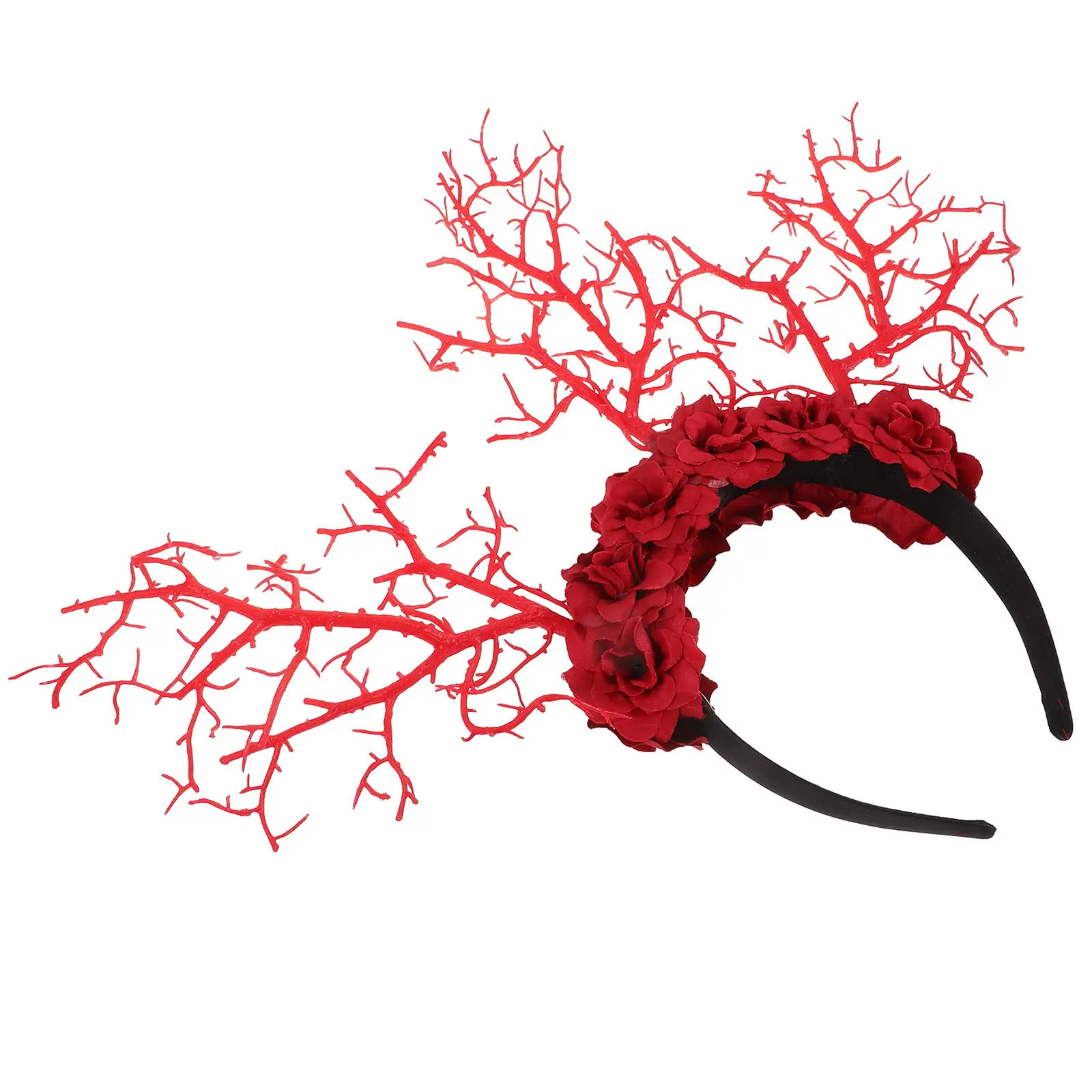 Lightweight Tree Branch Headband Decorated with Realistic Flowers Elegant Party Hair Accessory for Cosplay Stage Photoshoot