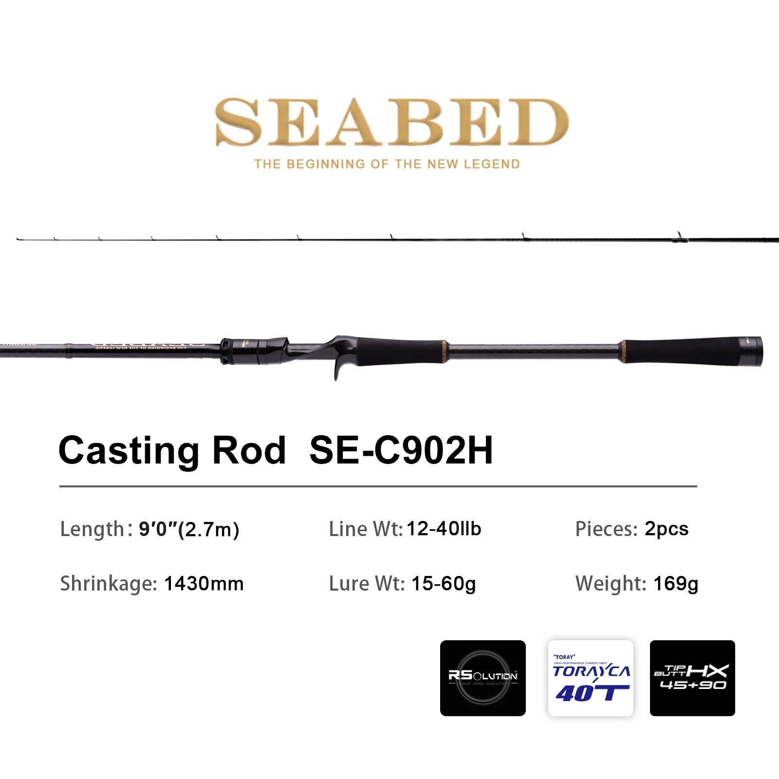 PURELURE 12FT Spinning Fishing Rod for Sea Bass