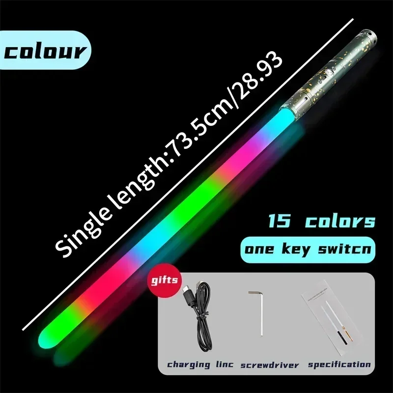 

2 in 1 Lightsaber 15 Colors 17 Pixel Light Effects Light Saber Metal Laser Sword Rechargeable Toys Party Luminous Swords