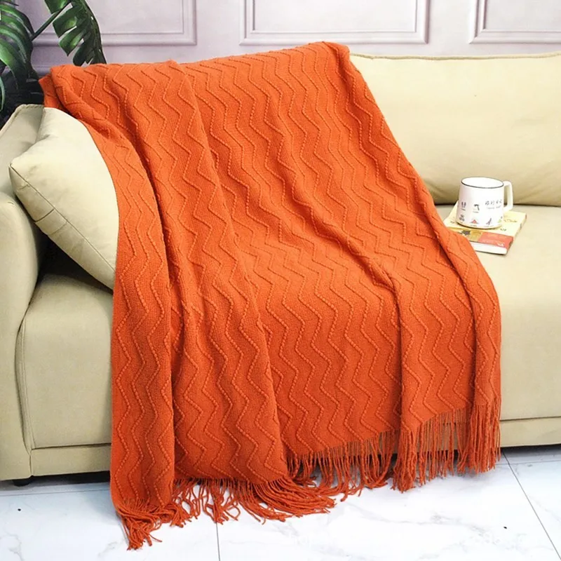 

Nordic sofa blanket solid color knitted carpet cover hotel home dorm bedspread for beds thin bedspread cool quilt