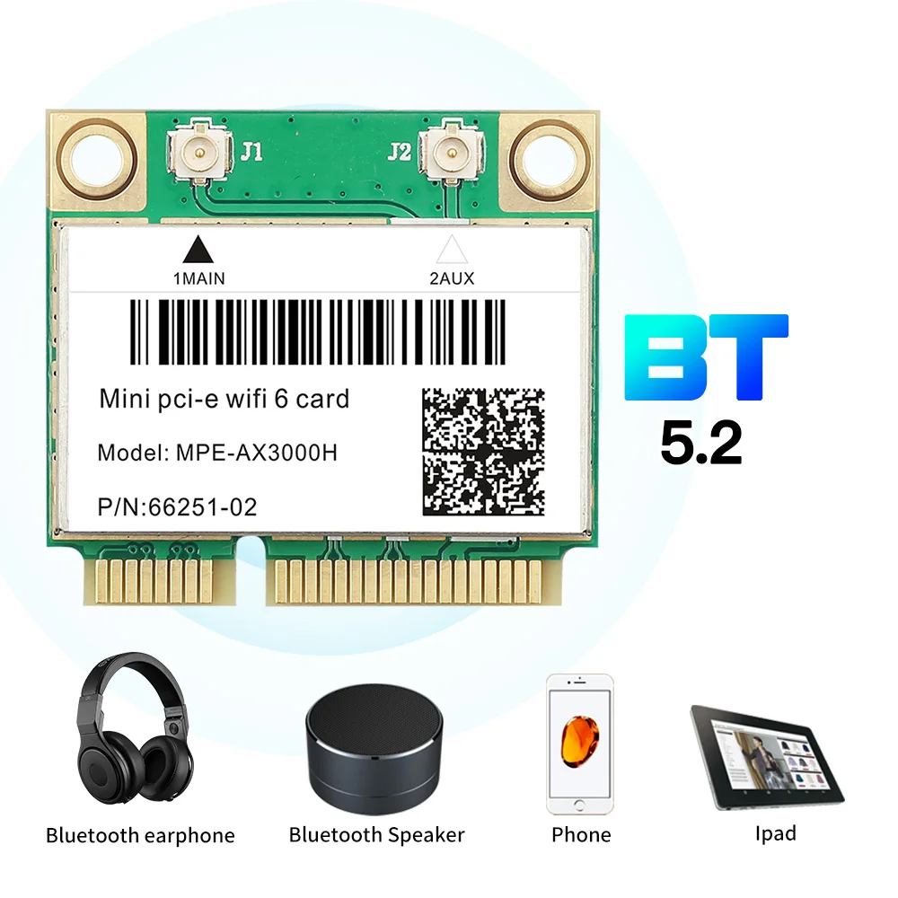 WiFi 5/6 Adapter AX3000H/AC7260 Dual Band 2.4G/5Ghz For Bluetooth 4.0/5.2 Mini PCI-E Network Wlan WiFi Card 802.11AX Win 7/10/11