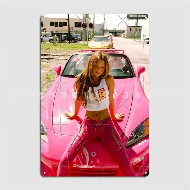 Devon Aoki Pink Race Car Metal Sign Plaques Party Vintage Club Party Tin Sign Poster