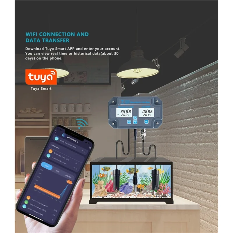 AB11-analizador de agua PH/EC/TDS/sal/G.S/medidor de temperatura para aplicación inteligente monitoreo remoto en línea enchufe de la UE