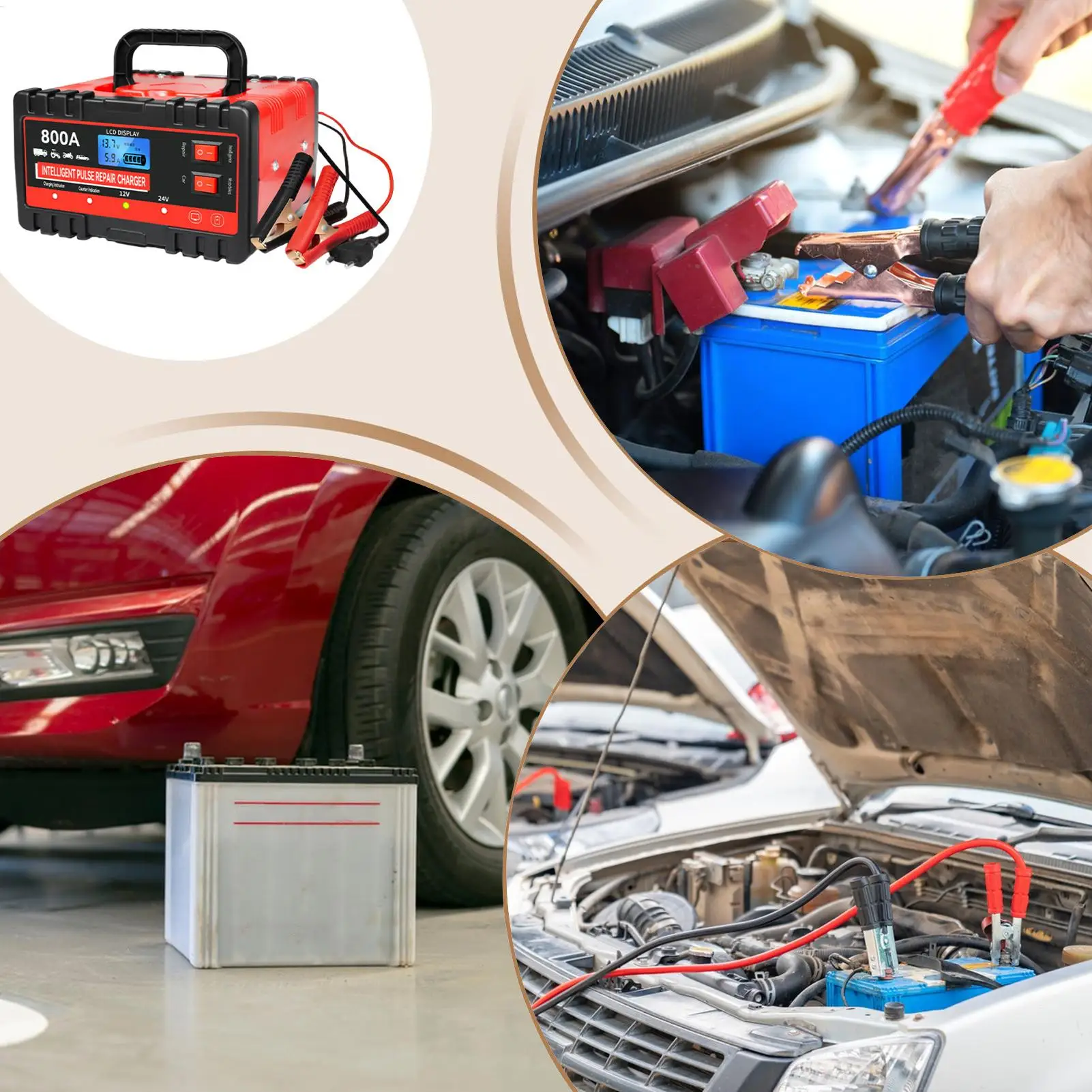 

Портативное зарядное устройство для автомобильных аккумуляторов, зарядное устройство для поддержания заряда, для автомобилей, грузовиков, мотоциклов, для ремонта и дорожных поездок