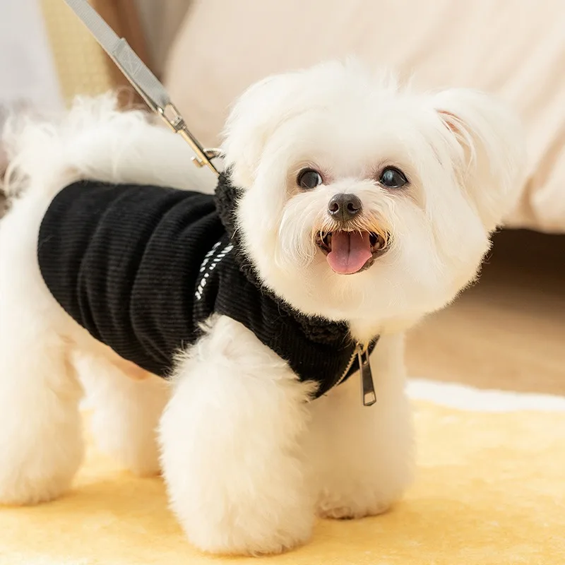 

Dog Cotton Coat Simple Sport Style Hooded Vest Teddy Thickened Warm Winter Clothes Cat Pet Solid Color Clothes