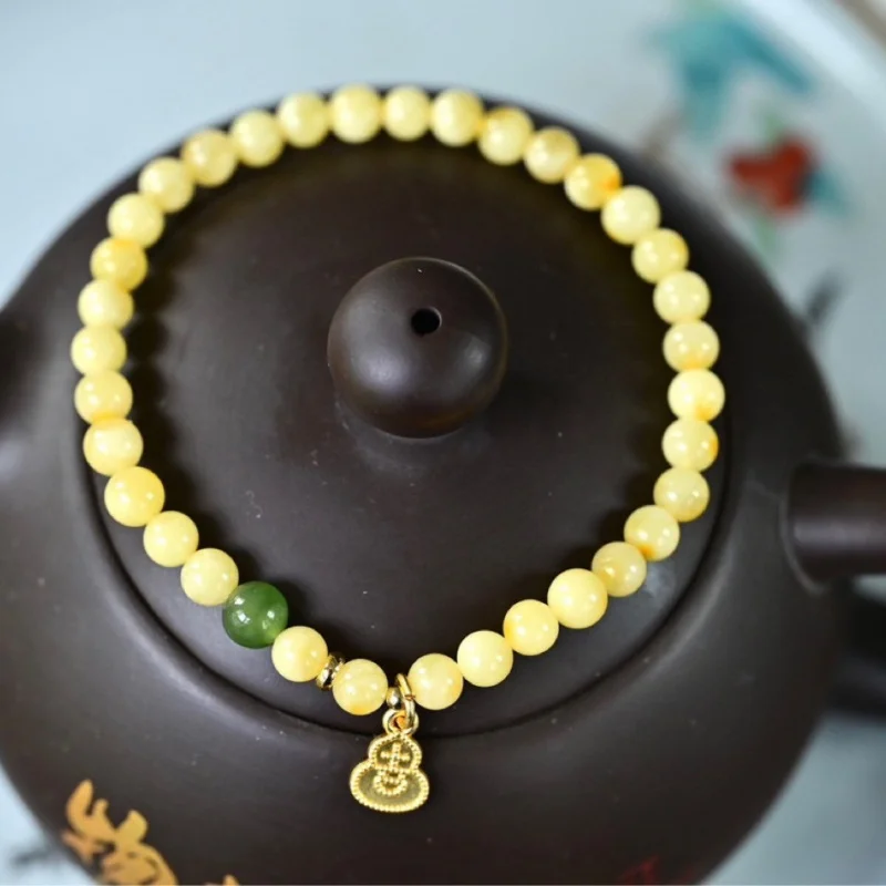 Russian Beeswax Single Circle Bracelet Full White Flower Honey No Roasting No Coloring No Processing 5.3mm