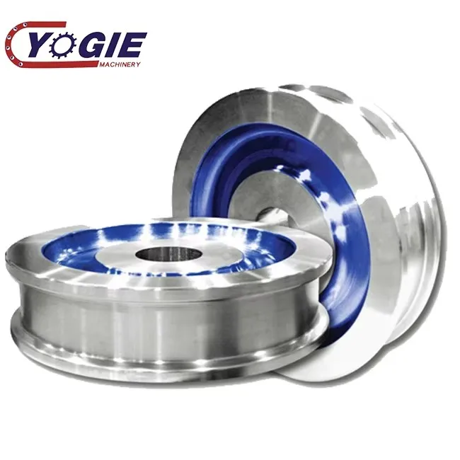 YOGIE Custom Hot Sale Large Diameter Forging Steel Pulley Train Railway Trolley Wheel OEM Large Double Flange Crane Wheel