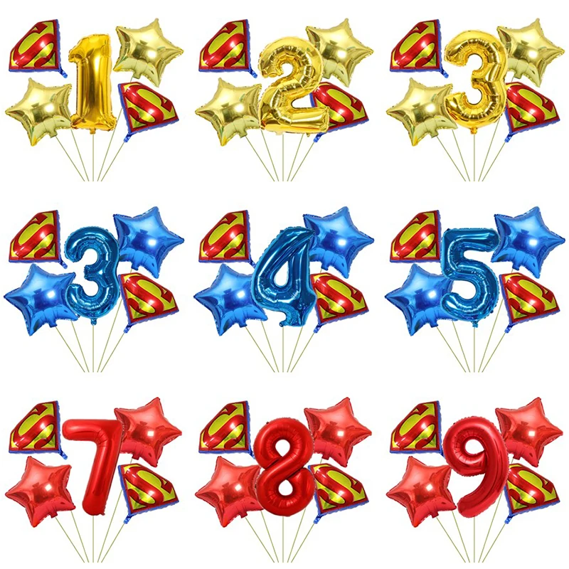 5Pcs Cartoon DC superman Foil Balloon set Superhero Balloons Decoration Baby Shower Children Kids Birthday Party Balloons Globos