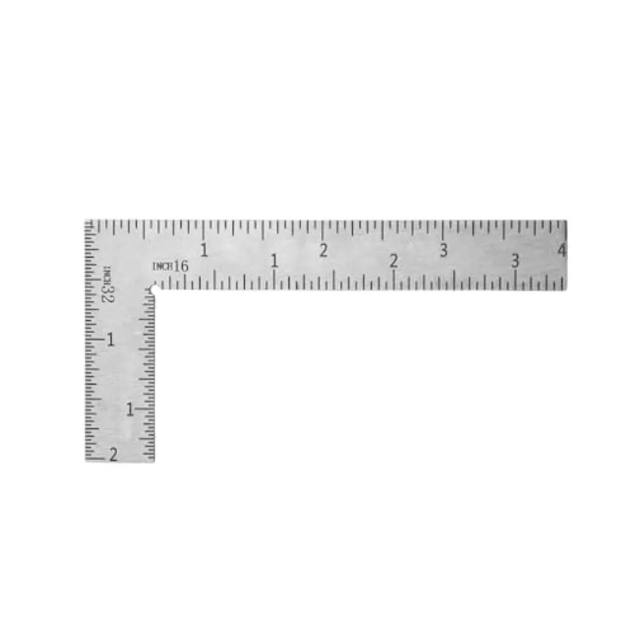 L-shaped mini square ruler for tailoring, sewing, quilting DIY projects; stainless steel material, transparent finish, 90-degre