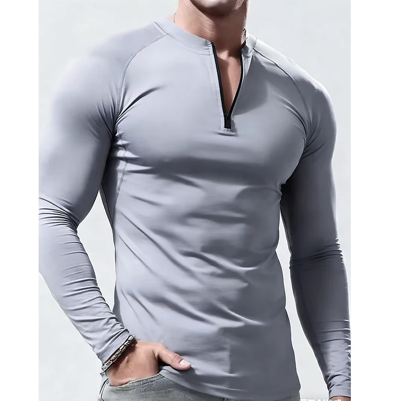 Langarm T-shirt Heren Compressie Sportkleding Mannelijke T-shirt Elastische Skinny Tops Tee Sportscholen Fitness T-shirt Casual T-shirt voor Heren
