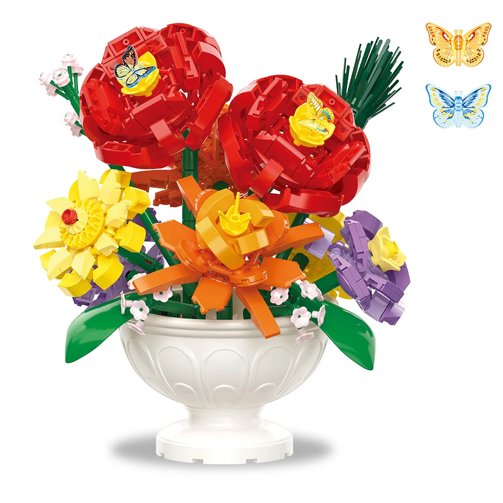 

Idea Botanicals Flower Arrangement DIY Building Block Set - Faux Bouquet Set for Adults, Decorations for Office or Cubicle