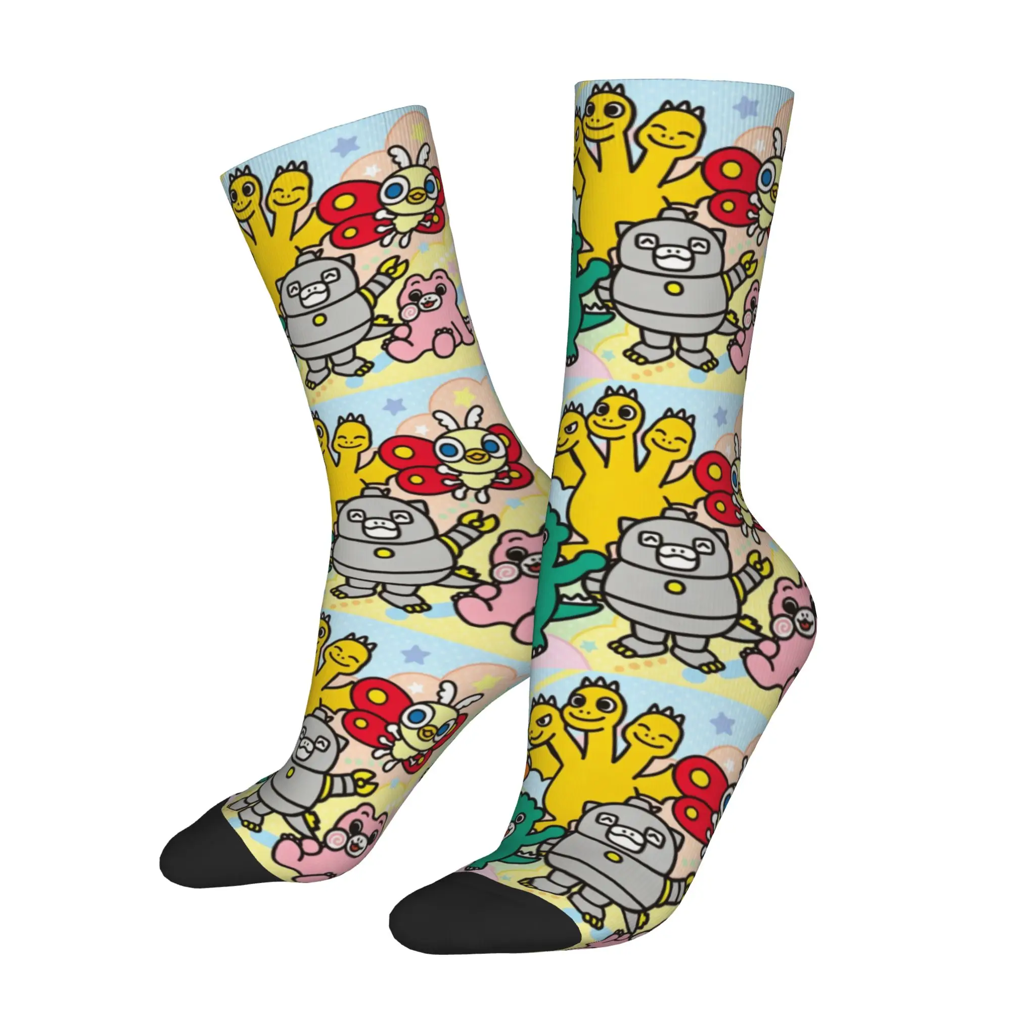 Chibi Monster Raids Again Socks Men's Women's Polyester Funny Happy Kawaii Socks Hip Hop Spring Summer Winter Middle Tube Socks