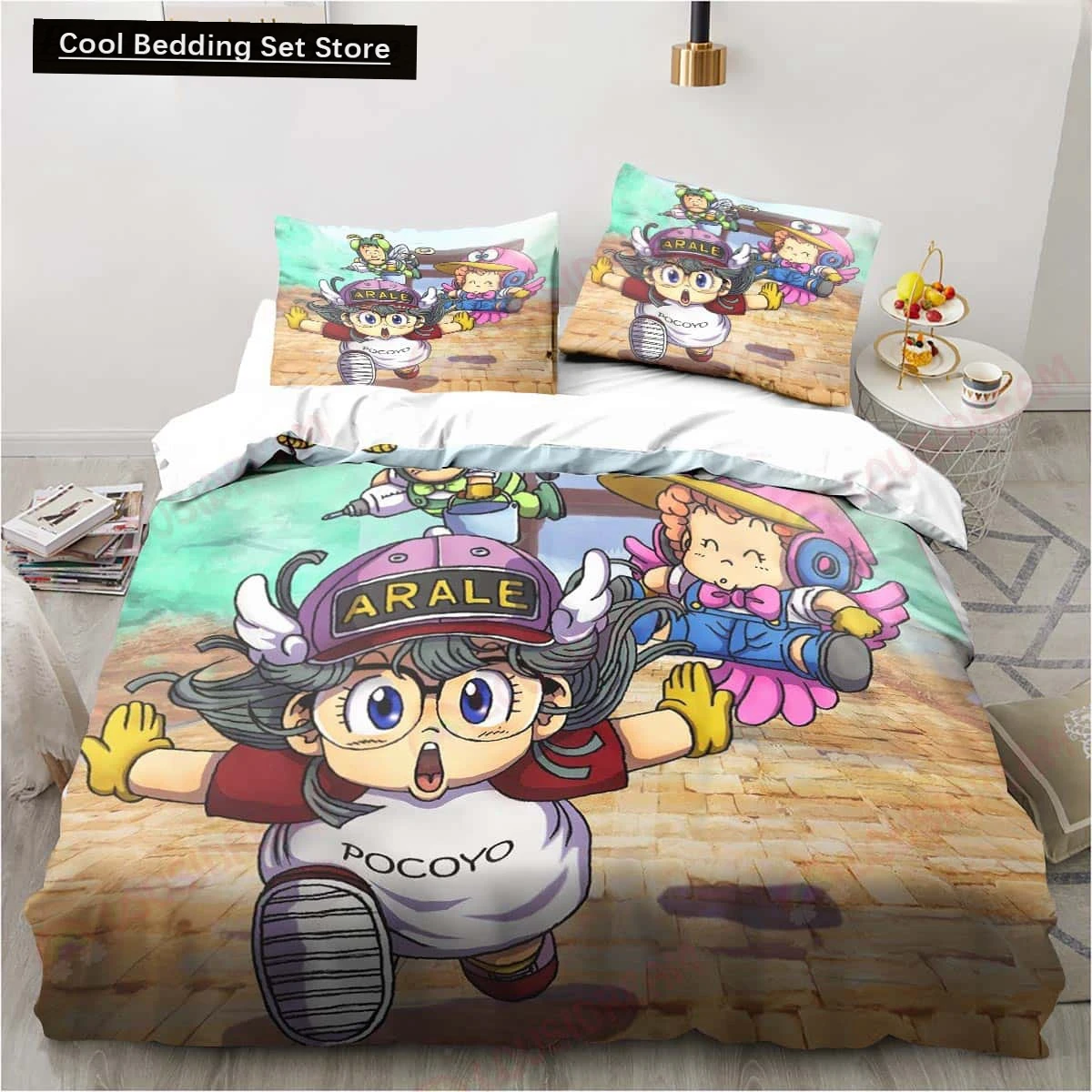 

3D Cartoon DR S-Slump Arale 2/3pcs Bedding Set Sheet King Twin Double Child Bedding Set Mircofiber or Polyester Duvet Cover Sets