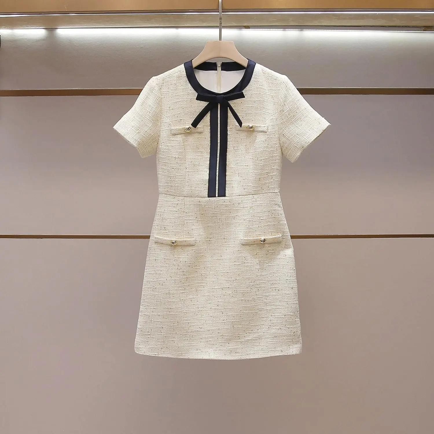 

Elegant Knot Loose Sleeve Women's Dress Summer Style A-Line Skirt Short Sleeve Casual Fashion for Women