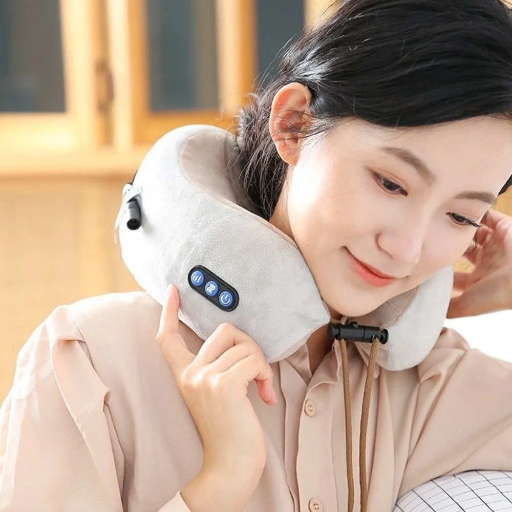 ذكي U على شكل وسادة تدليك الرقبة وظيفة التدفئة الدافئة مدلك كتف عنق الرحم تدليك الاهتزاز الناعم